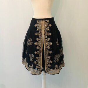 Carol Little Beaded A-Line Embroidered Skirt, Size 10